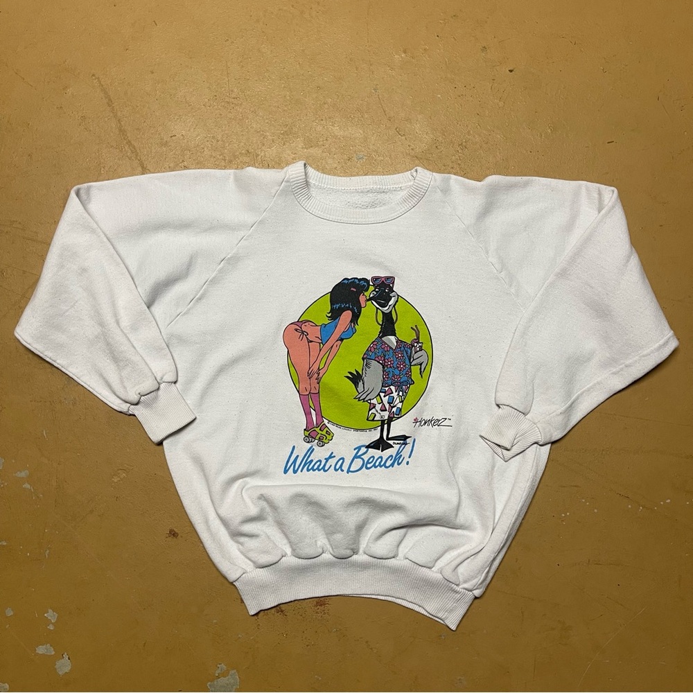 1987 Honkerz What a Beach! Graphic Crewneck Small